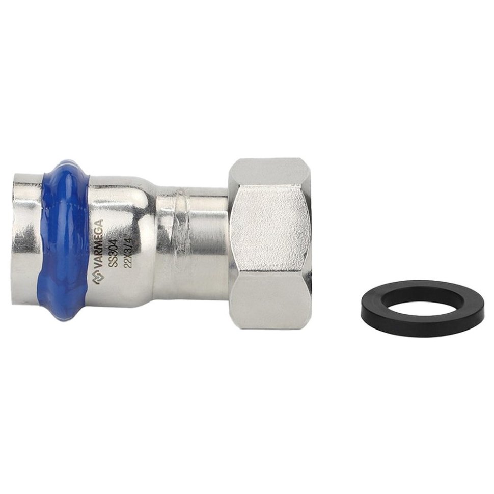 Муфта VARMEGA раструбная Inox Press с накидной гайкой 18x3/4