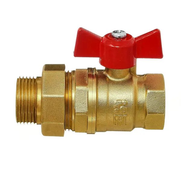 Кран шаровой с американкой прямой БАЗ DN20 PN40 3/4" ВР/НР латунь ручка бабочка