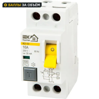 УЗО IEK Home ВД1-63 1P N 16 А 30 мА 4.5 кА AC MDV10-2-016-030 УЗО IEK Home ВД1-63 1P N 16 А 30 мА 4.5 кА AC MDV10-2-016-030