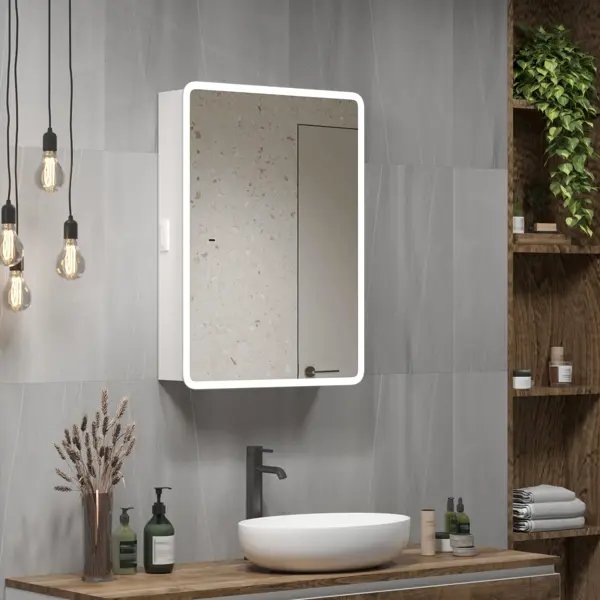 Шкаф зеркальный подвесной Flash с LED-подсветкой и подогревом 60x80 см цвет белый