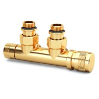 Узел нижнего подключения SR Rubinetterie угловой 1/2"х3/4"Е Золото (правый) Узел нижнего подключения SR Rubinetterie угловой 1/2"х3/4"Е Золото (правый)