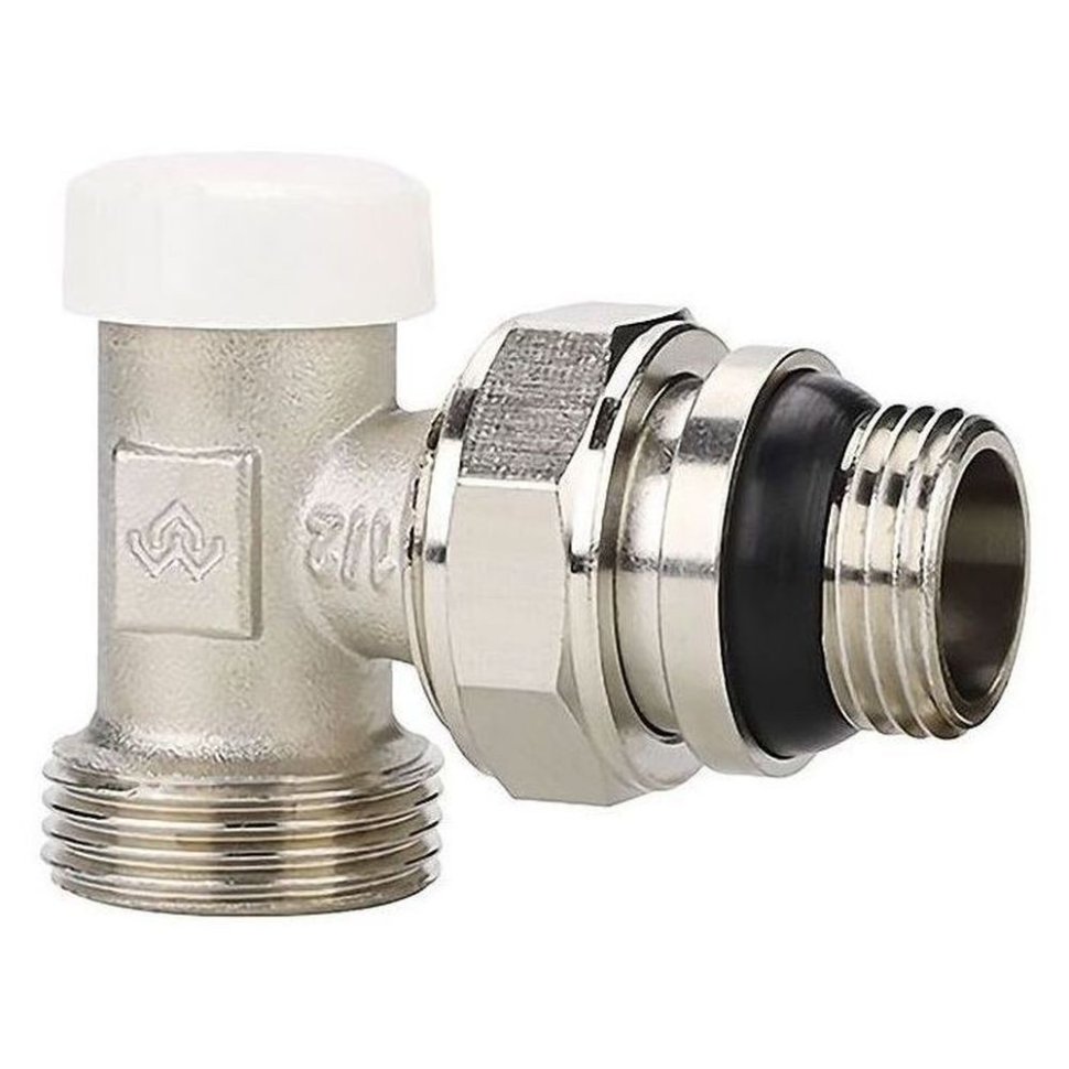 Клапан радиаторный VARMEGA 1/2 x 3/4EK запорный, угловой с самоуплотняющимся полусгоном VM10212