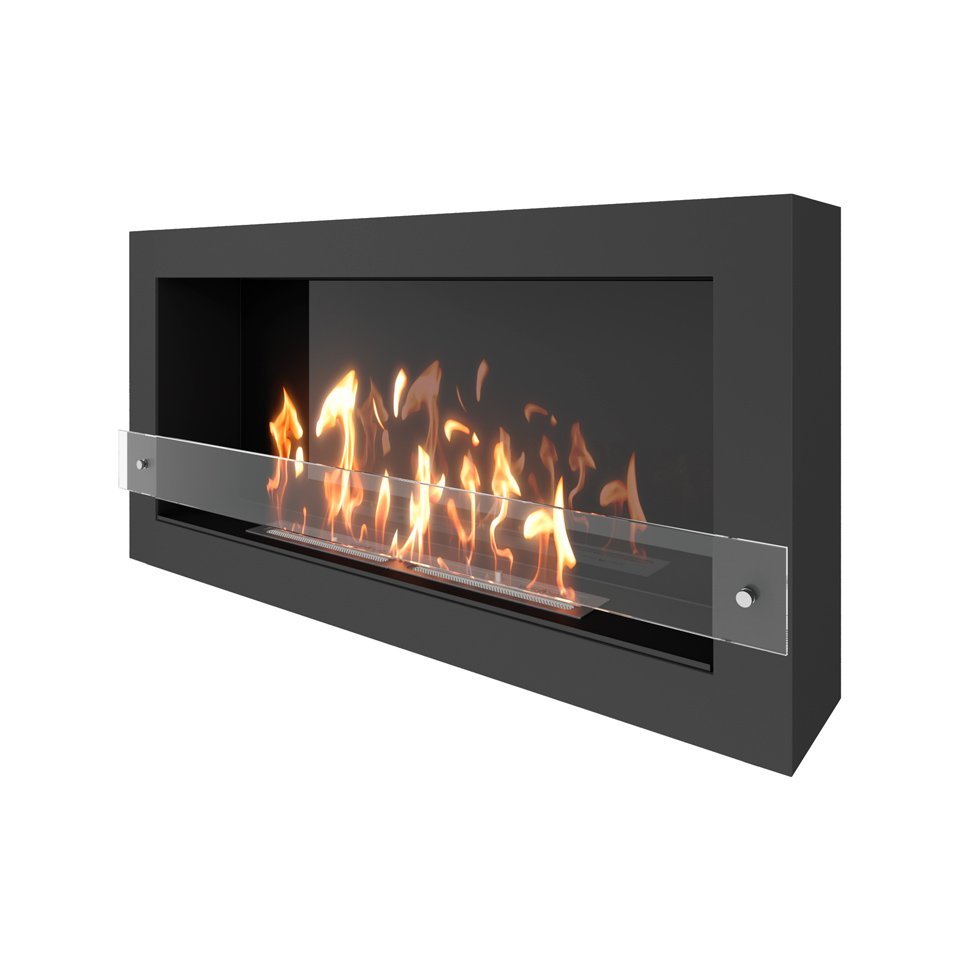 Биокамин SteelHeat WALL ONE 1100 LITE черный (Стекло + Стемалит)