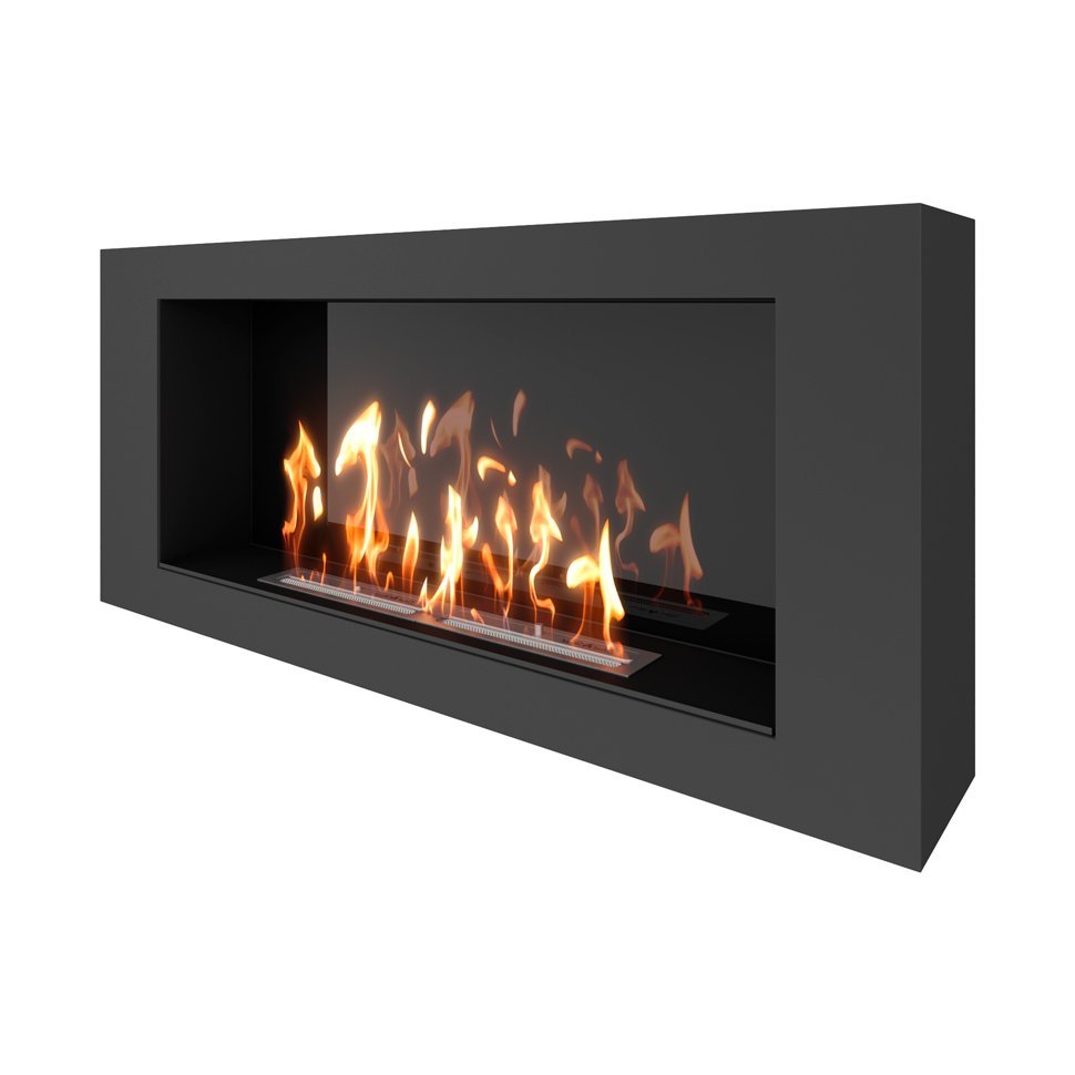 Биокамин SteelHeat WALL LONG 1200 LITE черный (Стемалит)