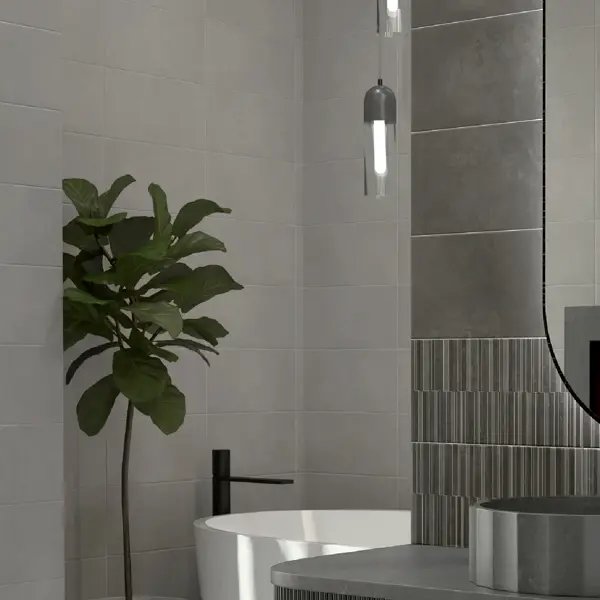 Плитка настенная Mersey Конкрит 20x40 см 1.6 м² матовая цвет графит