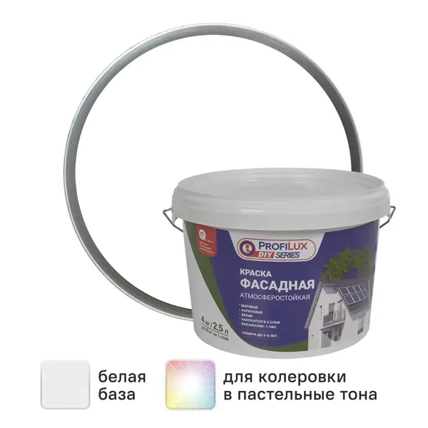 Краска фасадная Profilux матовая цвет белый 4 кг