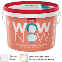 Краска для стен и потолков в кухне и ванной Wow Now полуматовая цвет белый база А 2.5 л