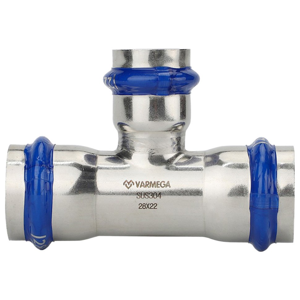 Тройник VARMEGA раструбный Inox Press переходной 35x15x35