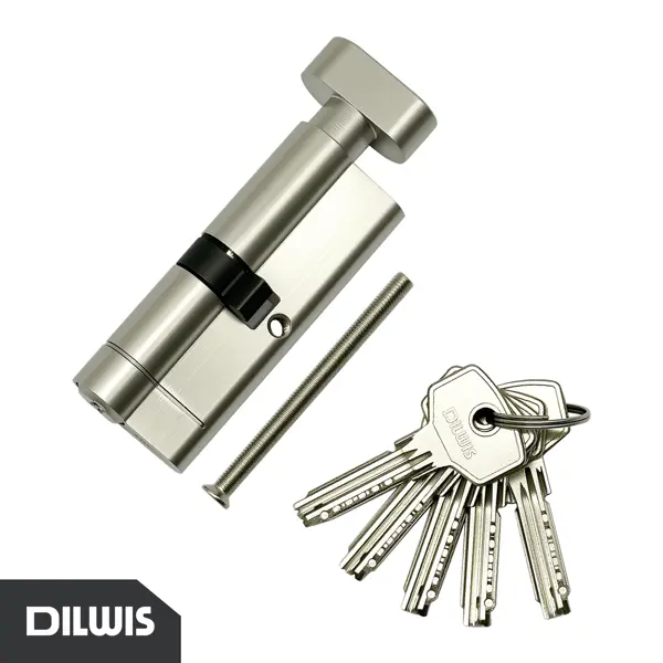 Цилиндр для замка DILWIS L3 40x40 мм ключ-вертушка цвет никель