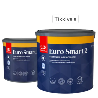Краска для стен и потолков Tikkivala Euro Smart 2 глубокоматовая цвет белый база А 2.7 л Краска для стен и потолков Tikkivala Euro Smart 2 глубокоматовая цвет белый база А 2.7 л