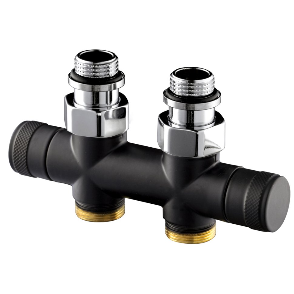 Узел прямой SR Rubinetterie Tondera 50 мм, запорный 1/2"х3/4" Е, цвет черный