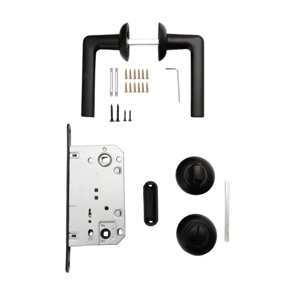 Дверная ручка на розетке Edson SET-WC 21-Z01 с фиксатором цвет черный