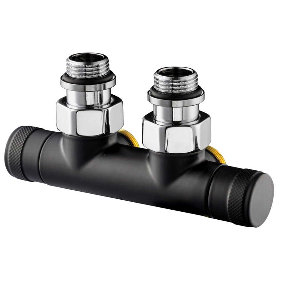 Узел угловой SR Rubinetterie Tondera 50 мм, запорный 1/2"х3/4" Е, цвет черный