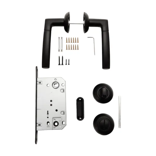 Дверная ручка на розетке Edson SET-WC 22-Z01 с фиксатором цвет черный