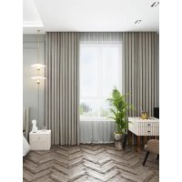 Штора на ленте Бархат 140x270 см цвет серо-коричневый