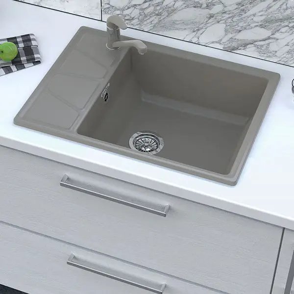 Мойка для кухни врезная с крылом Granfest Vertex GF-V-680L 68x50 см глубина чаши 20 см мрамор цвет серый