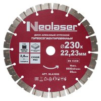 Диск алмазный по железобетону и тротуарной плитке Neolaser NLA3006 сегментный 230x22.2x2.8 мм Диск алмазный по железобетону и тротуарной плитке Neolaser NLA3006 сегментный 230x22.2x2.8 мм