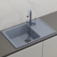 Мойка для кухни врезная KONSENSA 50x76 см глубина чаши 19.5 см кварц цвет серебро Мойка для кухни врезная KONSENSA 50x76 см глубина чаши 19.5 см кварц цвет серебро