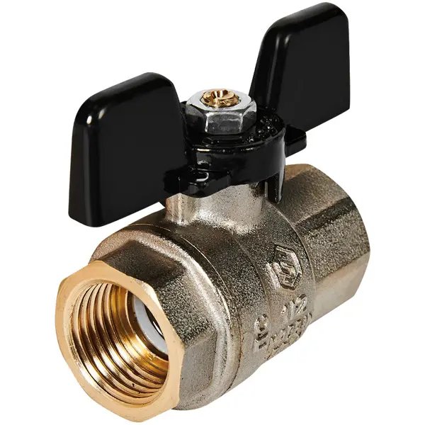 Кран шаровой прямой Stout DN15 PN40 1/2" ВР латунь ручка бабочка