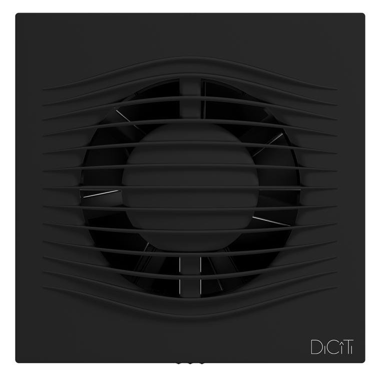 Вентилятор накладной SLIM D125 обратный клапан Matt black DICITI