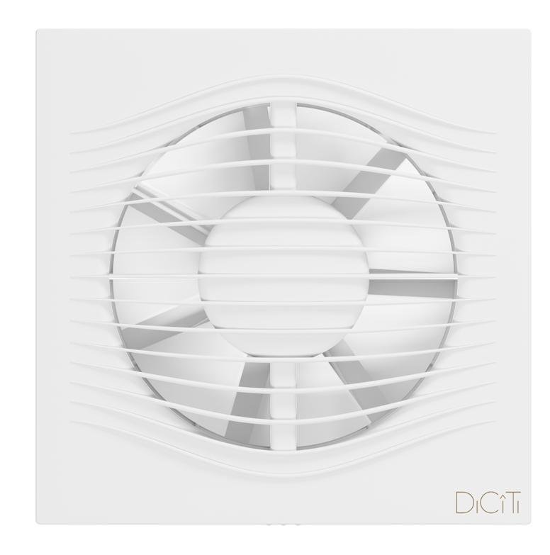 Вентилятор накладной SLIM D125 обратный клапан Matt white DICITI