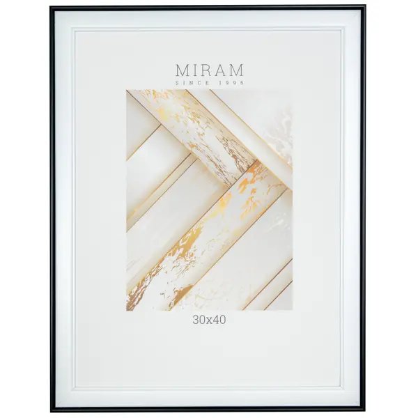 Рамка без паспарту Мирам 30x40x1.6 см пластик цвет белый